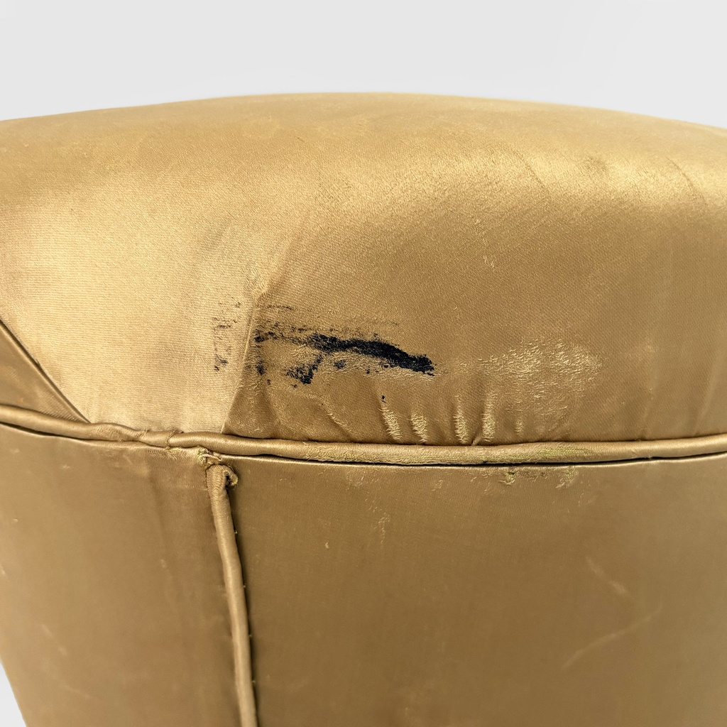 Pouf in velluto giallo e legno, 1930 ca.