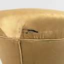 Pouf in velluto giallo e legno, 1930 ca.