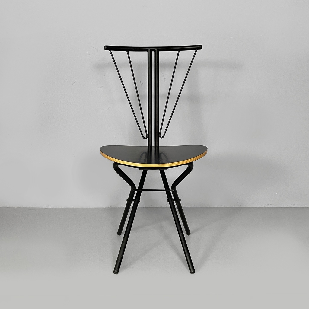Sedia in legno e metallo nero, 1980 ca.