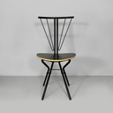 Sedia in legno e metallo nero, 1980 ca.