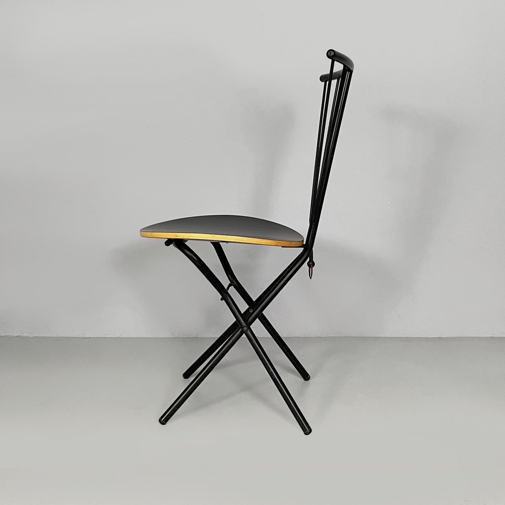 Sedia in legno e metallo nero, 1980 ca.