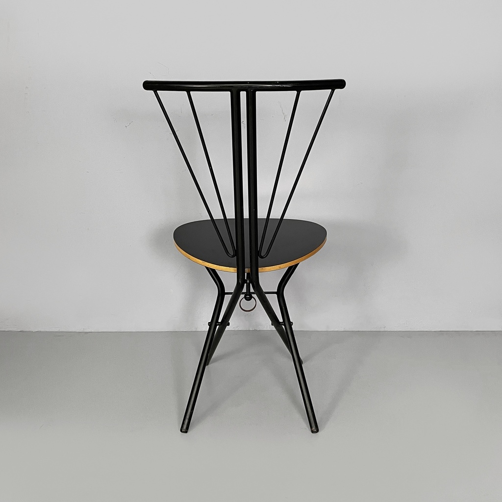 Sedia in legno e metallo nero, 1980 ca.
