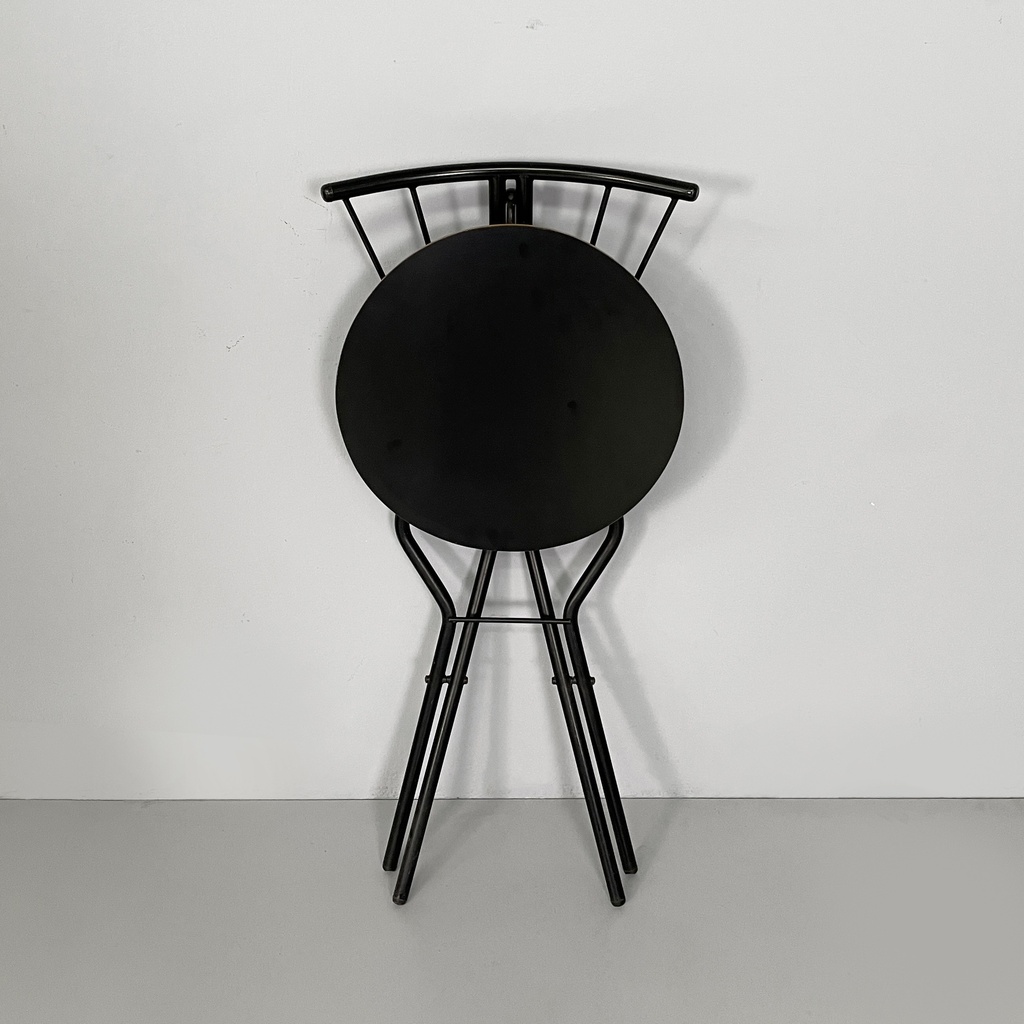 Sedia in legno e metallo nero, 1980 ca.