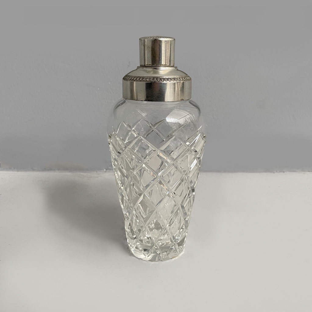 Shaker e secchiello per ghiaccio in vetro e metallo,  1960 ca.
