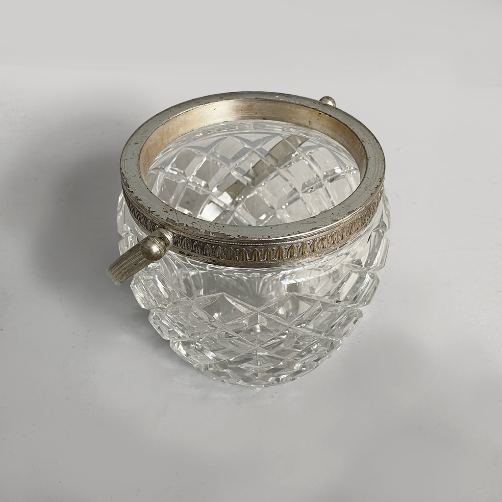 Shaker e secchiello per ghiaccio in vetro e metallo,  1960 ca.