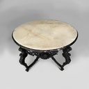 Tavolo da caffè in legno e marmo, fine 1800 ca.
