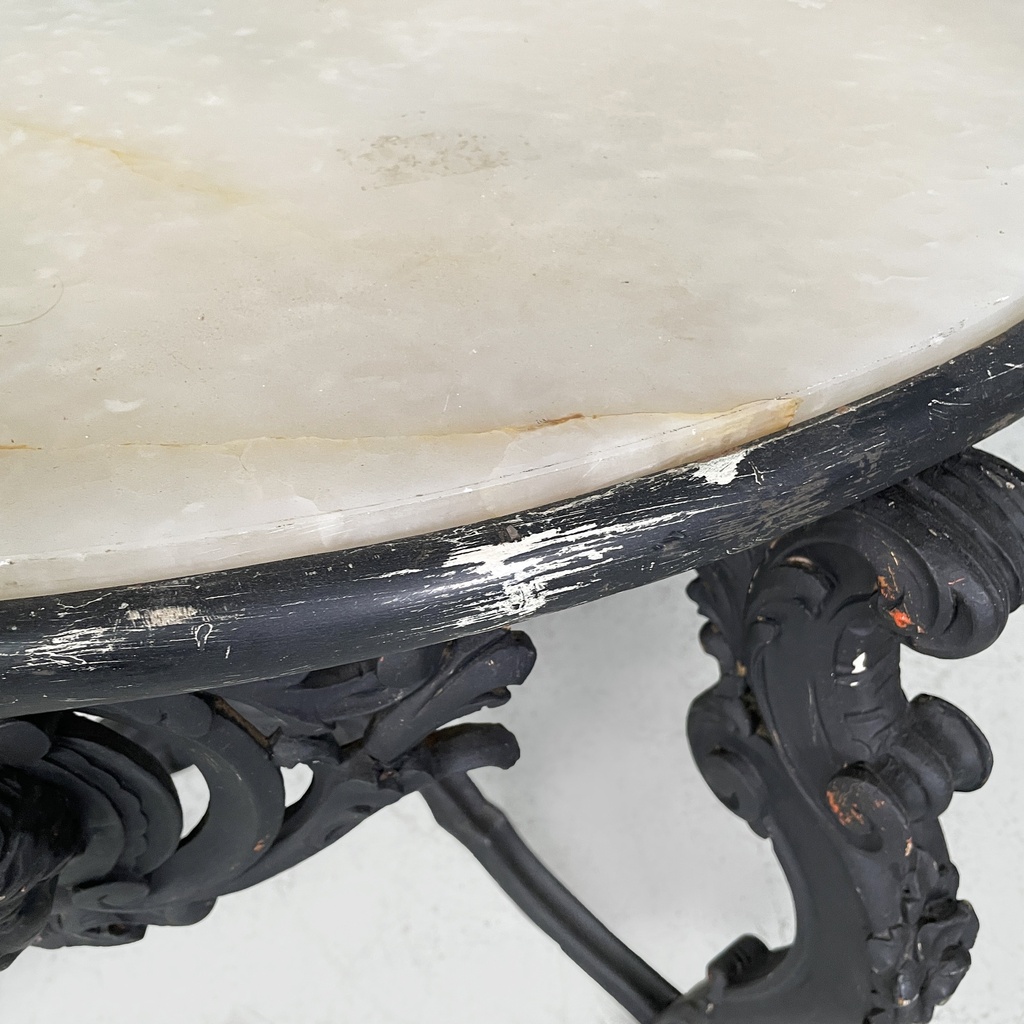 Tavolo da caffè in legno e marmo, fine 1800 ca.