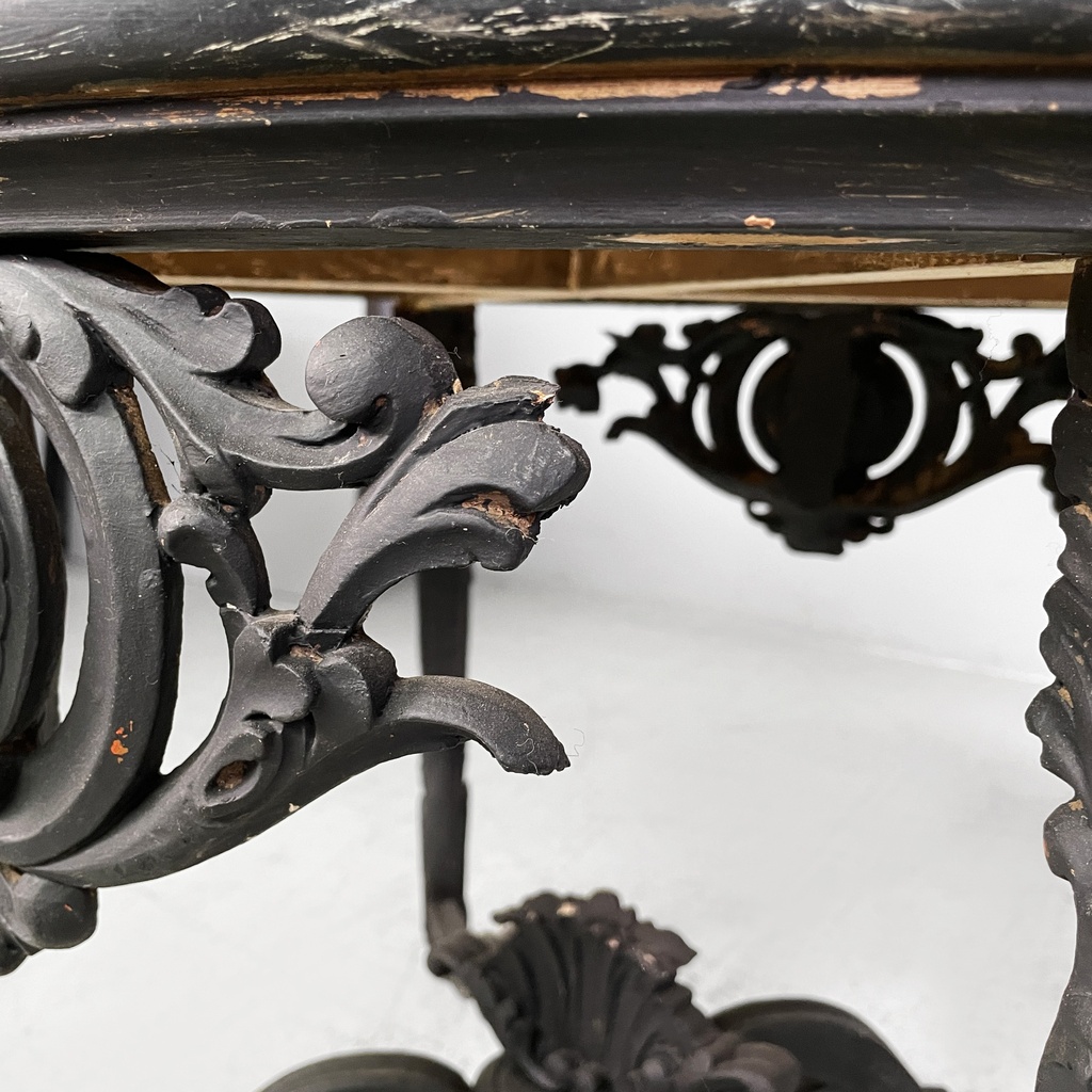 Tavolo da caffè in legno e marmo, fine 1800 ca.