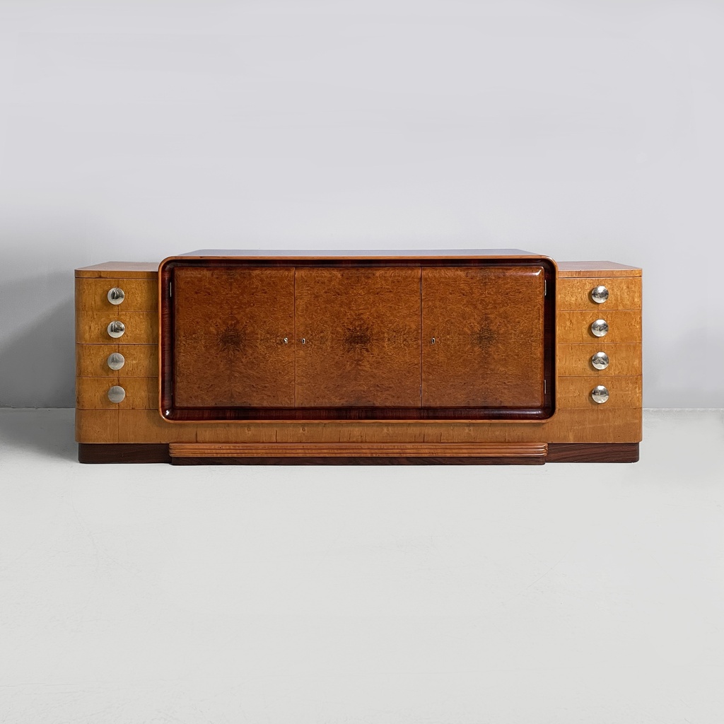 Sideboard in legno e acciaio, 1930 ca.