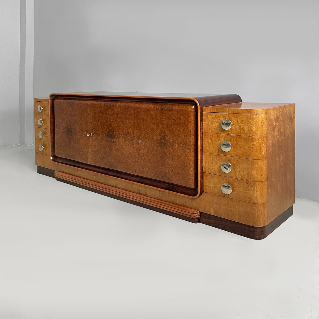 Sideboard in legno e acciaio, 1930 ca.