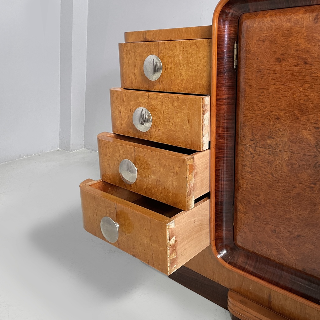 Sideboard in legno e acciaio, 1930 ca.