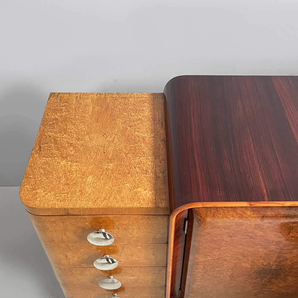 Sideboard in legno e acciaio, 1930 ca.