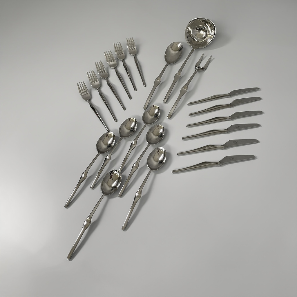 Set posate Ergonomica di Angelo Mangiarotti per Mepra, 1980 ca.