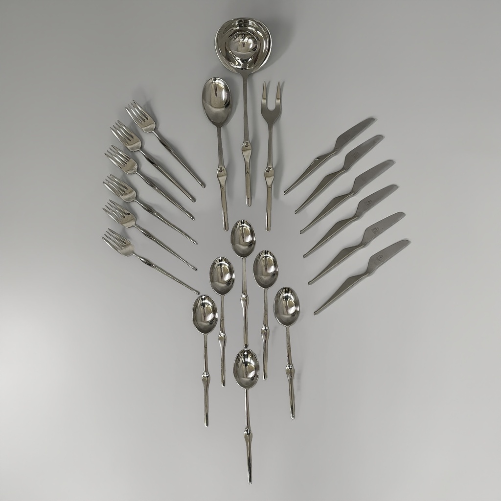 Set posate Ergonomica di Angelo Mangiarotti per Mepra, 1980 ca.
