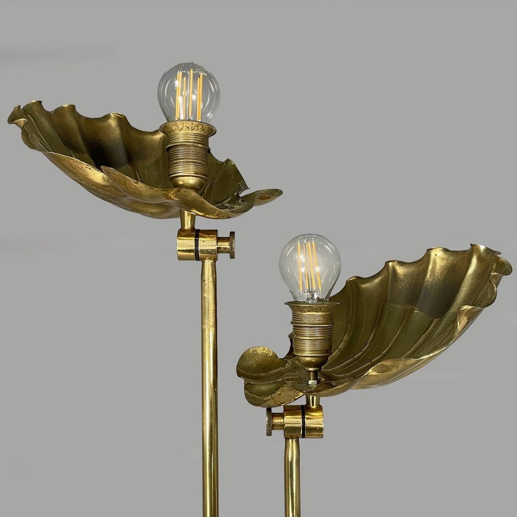 Lampada da terra in ottone, 1960 ca.