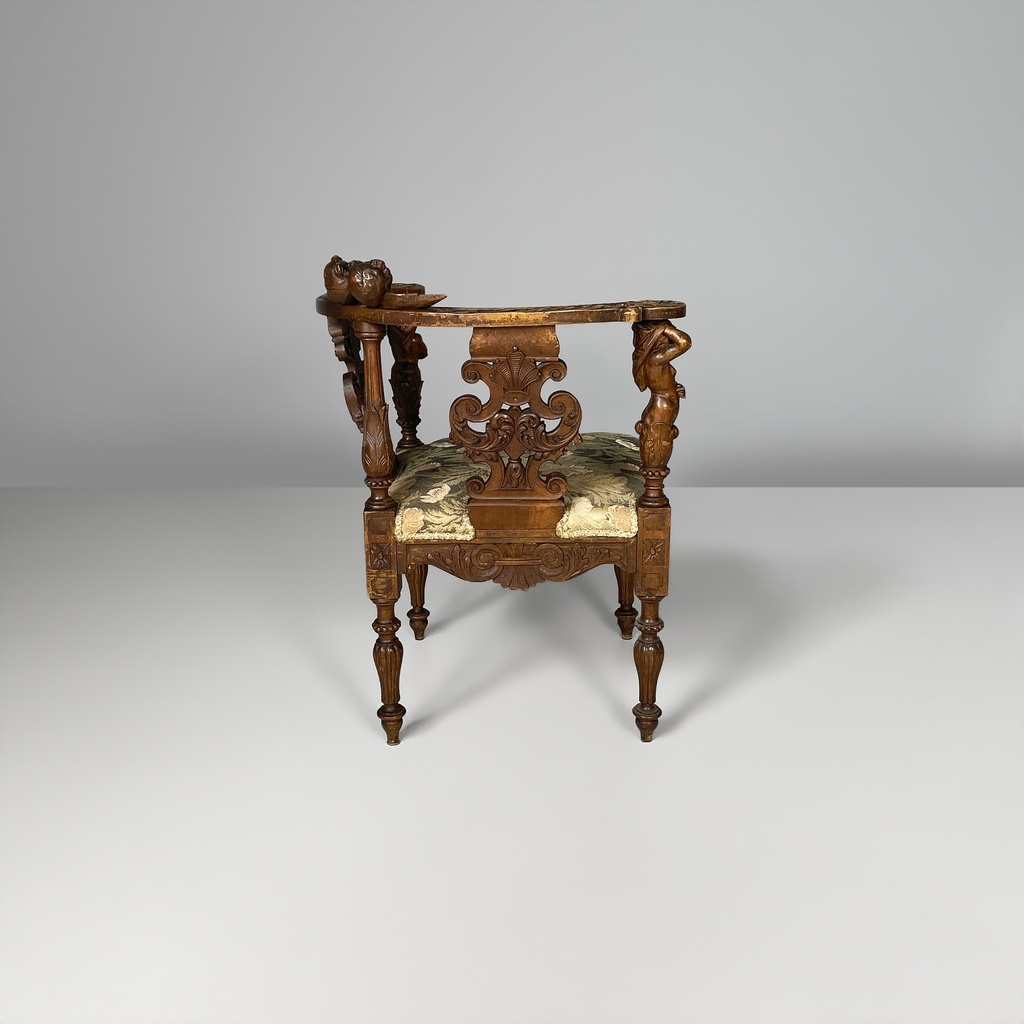 Poltrone in legno e tessuto floreale, fine 1800 ca.