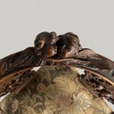 Poltrone in legno e tessuto floreale, fine 1800 ca.