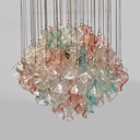 Lampadario in vetro di Murano e ottone, 1980 ca.