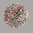 Lampadario in vetro di Murano e ottone, 1980 ca.
