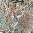 Lampadario in vetro di Murano e ottone, 1980 ca.