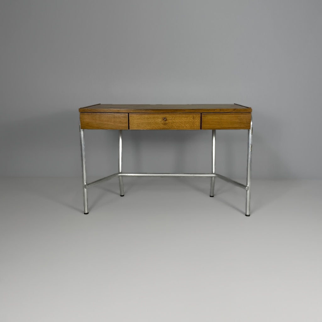 Scrivania in legno e acciaio, 1940 ca.
