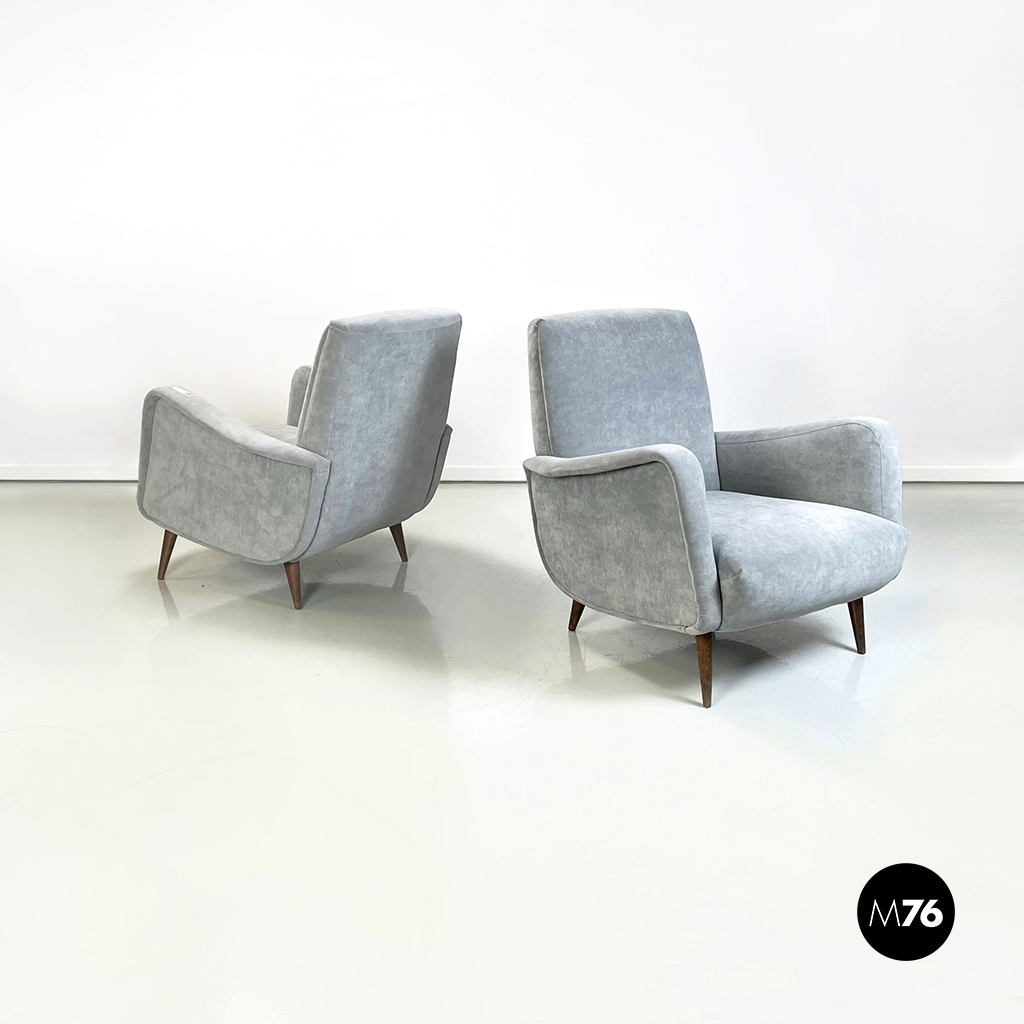 Poltrone in velluto grigio, 1960 ca.