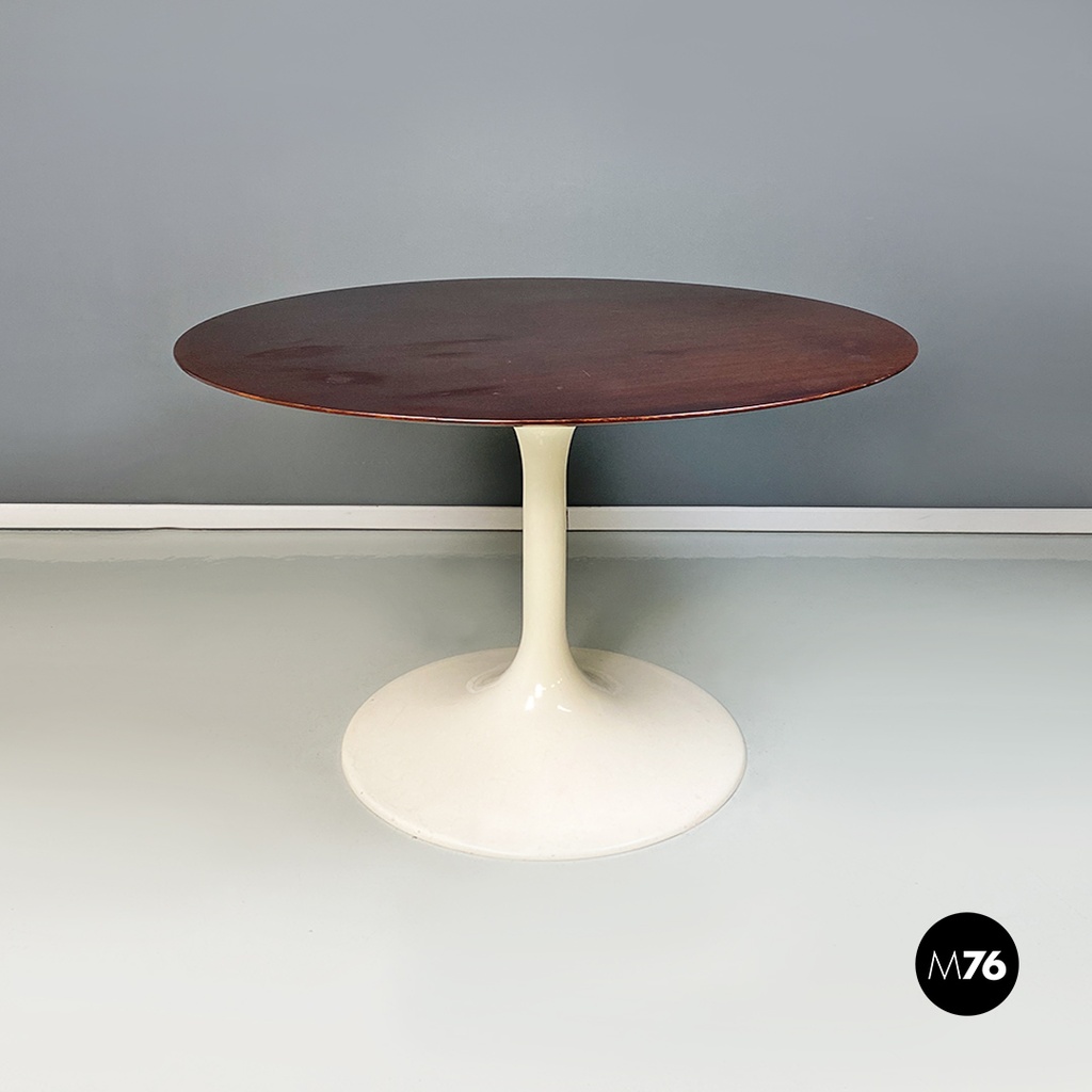 Tavolo da pranzo in legno e plastica bianca, 1970 ca. 