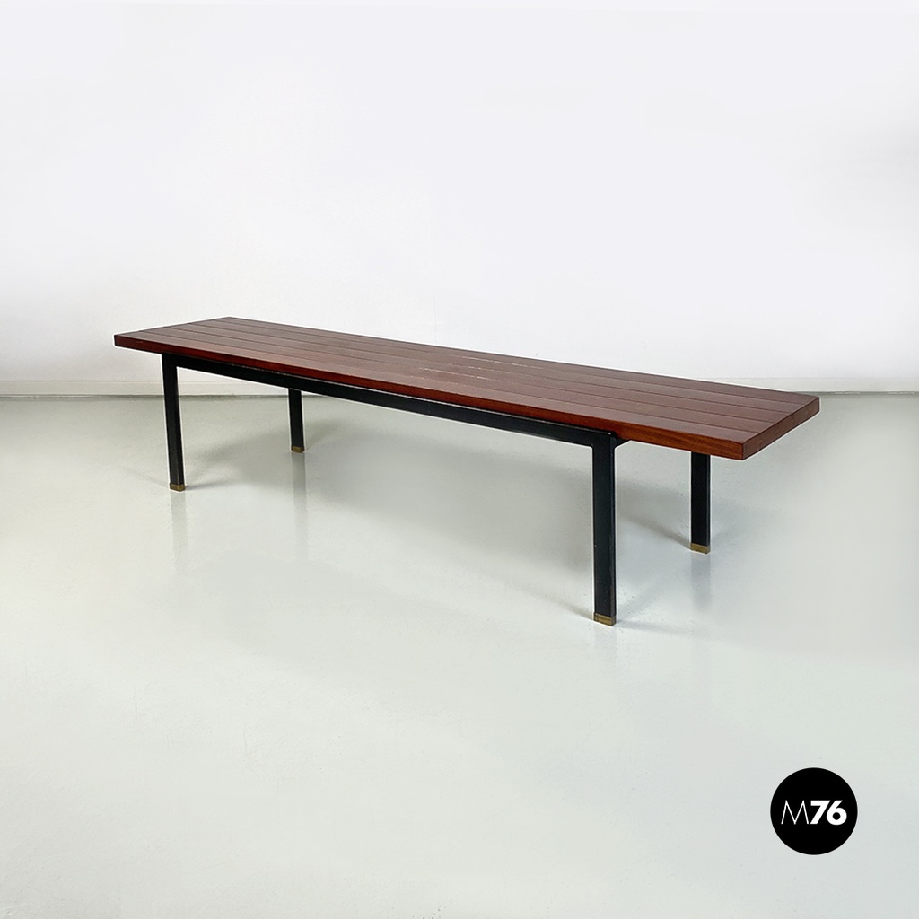 Panca in legno e metallo, 1960 ca. 