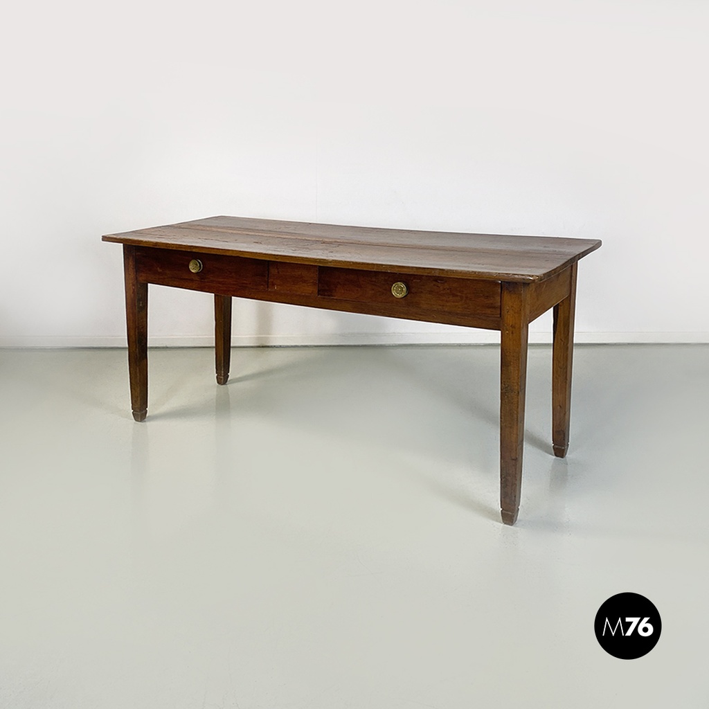 Tavolo da pranzo con cassetti in legno, 1940 ca. 