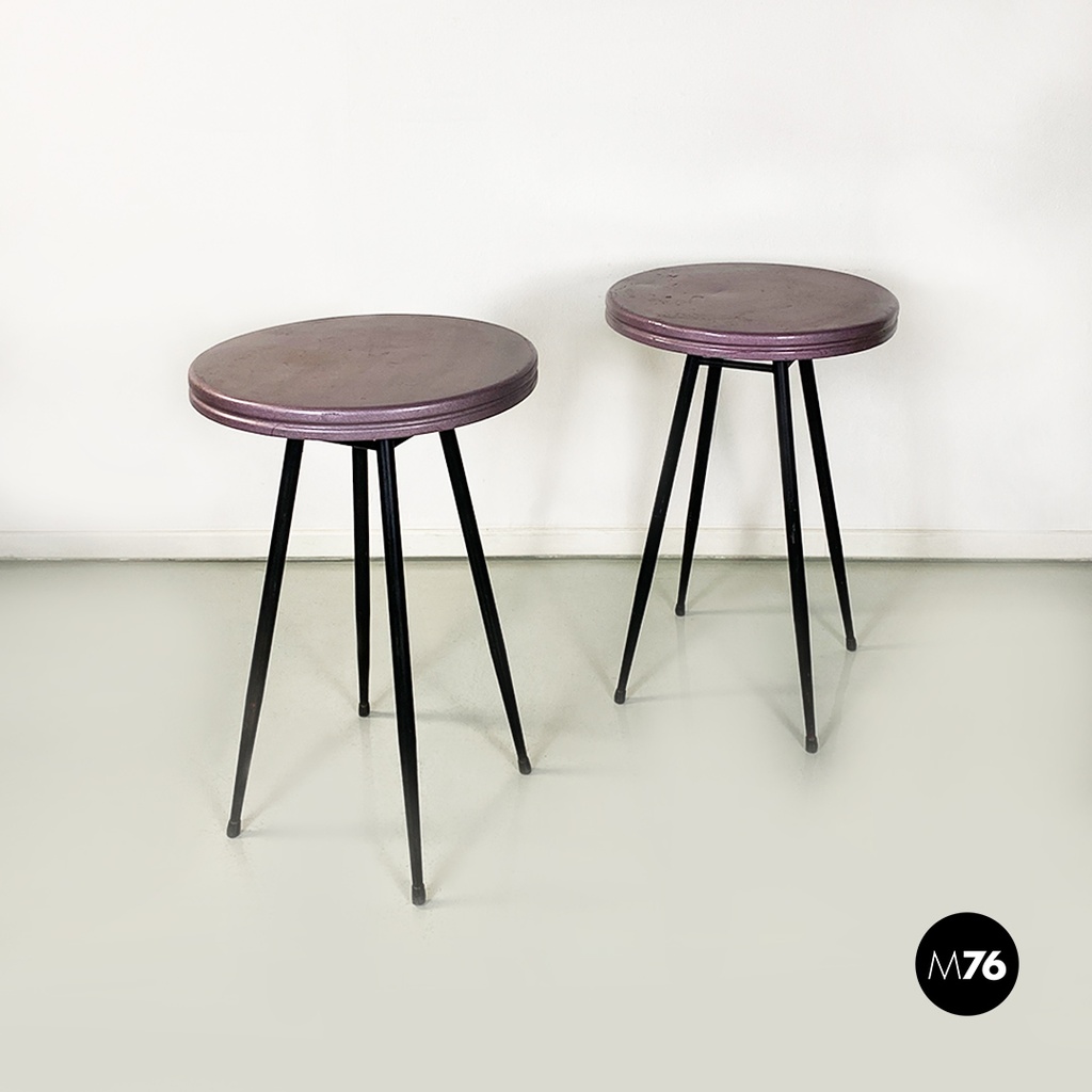 Tavoli da bar in metallo viola, 1950 ca. 