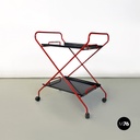 Carrello in metallo rosso e nero, 1980 ca.