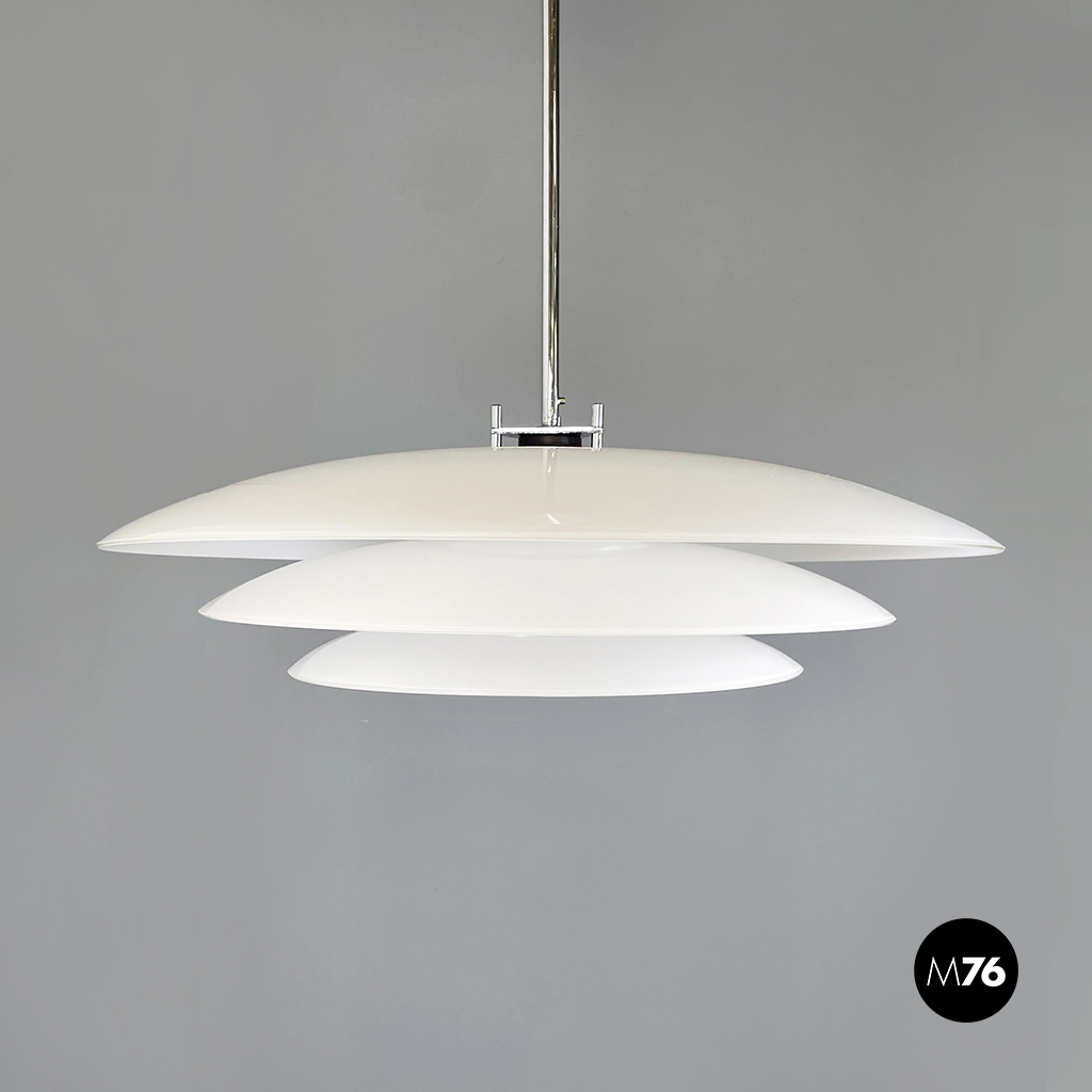 Lampadario in vetro opalino, 1980 ca.