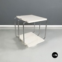 Tavolo da caffè in legno bianco e metallo, 1980 ca. 