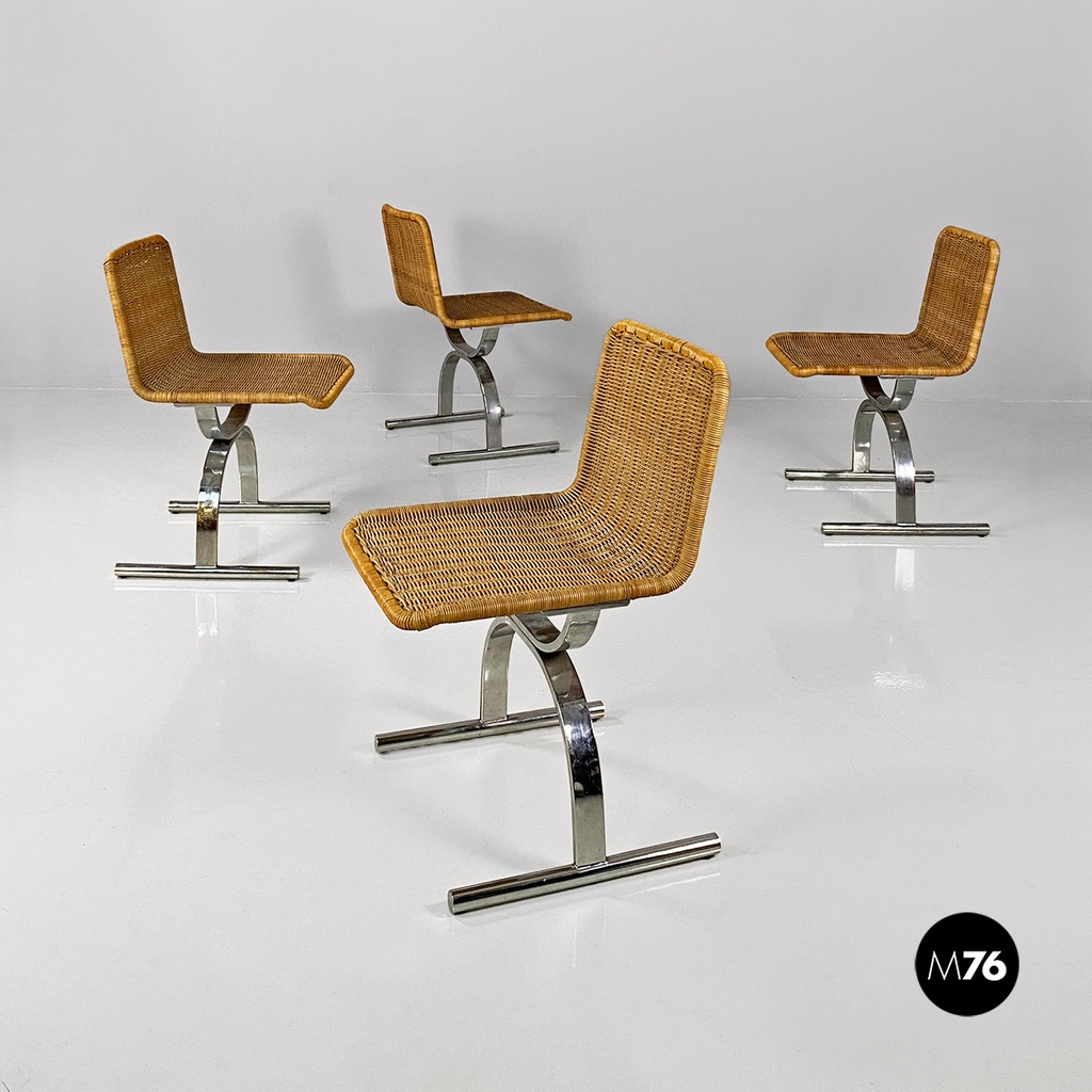 Straw and metal chairs, 1970s