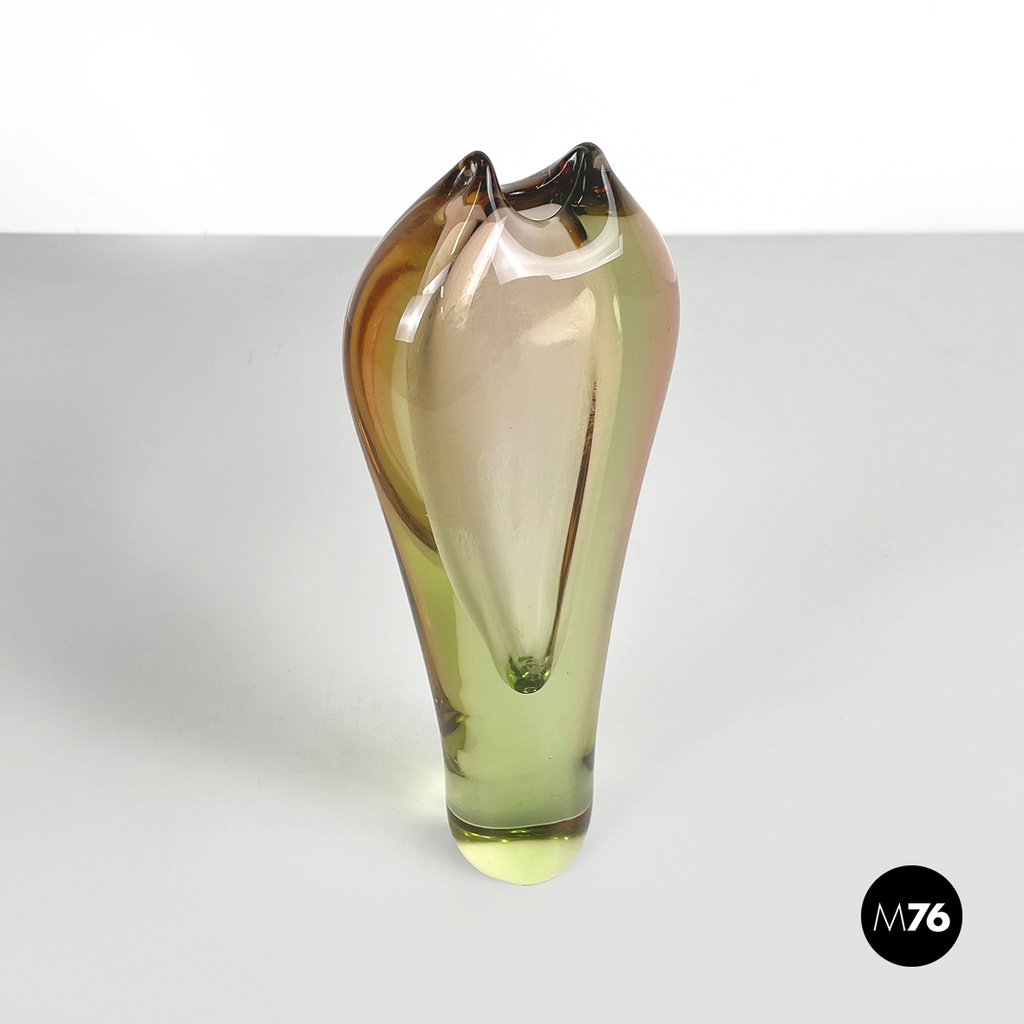 Vaso in vetro di Murano rosa e verde,  1970 ca.
