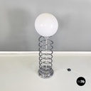 Lampada da terra in vetro opalino metallo e marmo, 1970 ca.