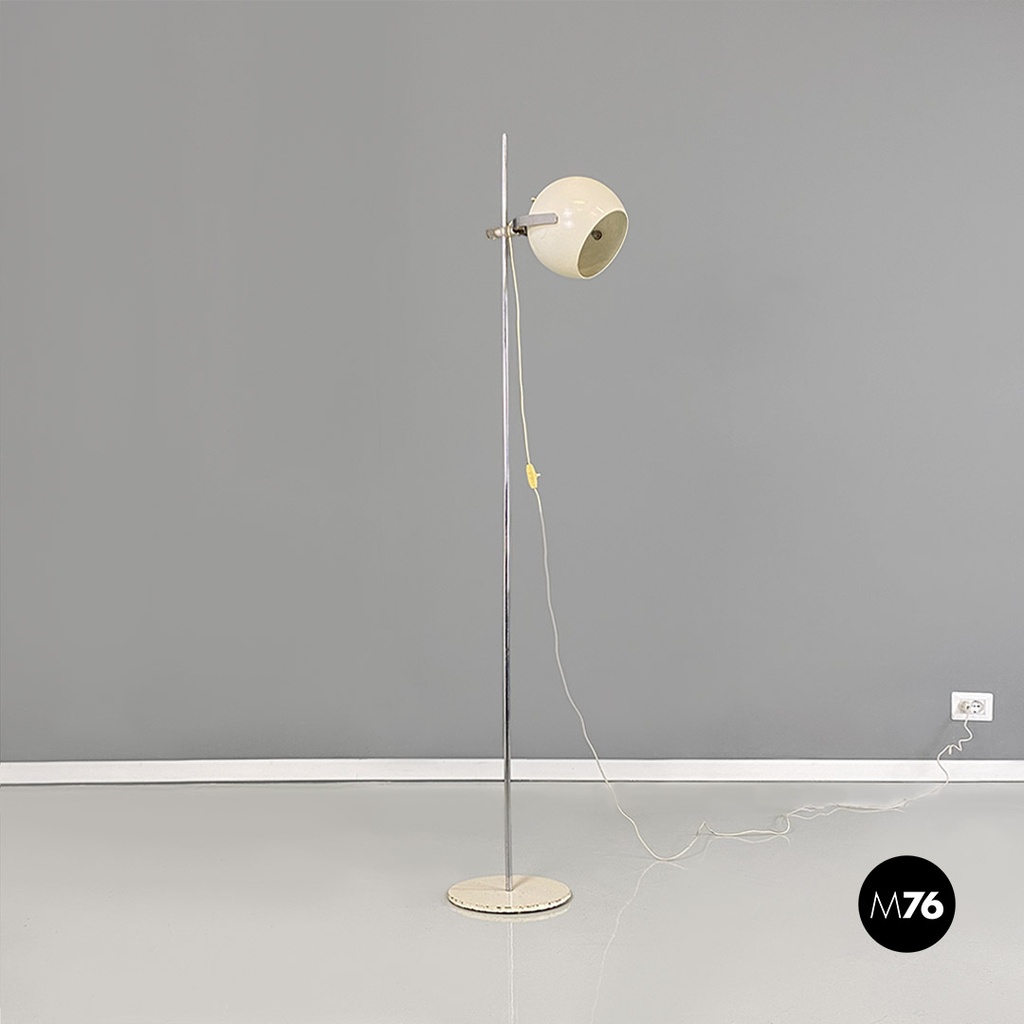 Lampada da terra orientabile con metallo e acciaio, 1970 ca.