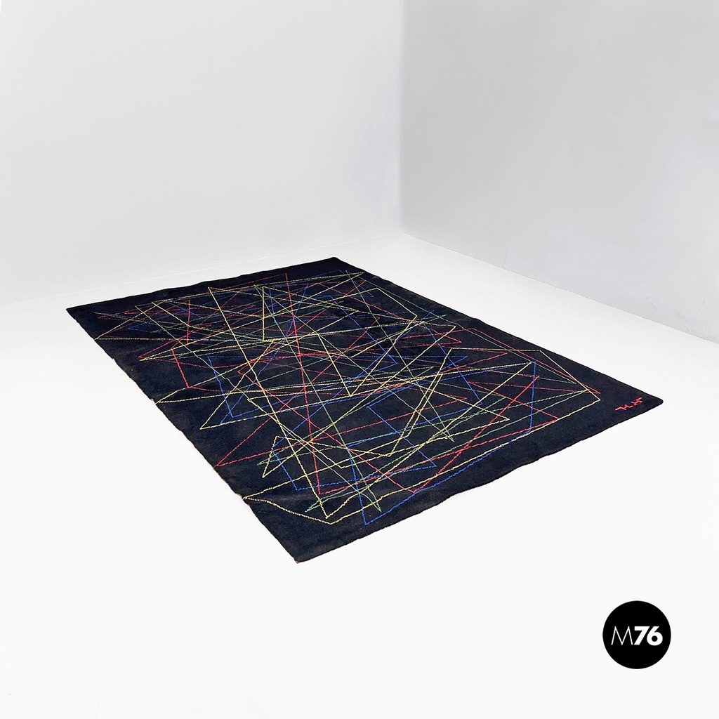 Tappeto in lana con pattern geometrico, 1980 ca.