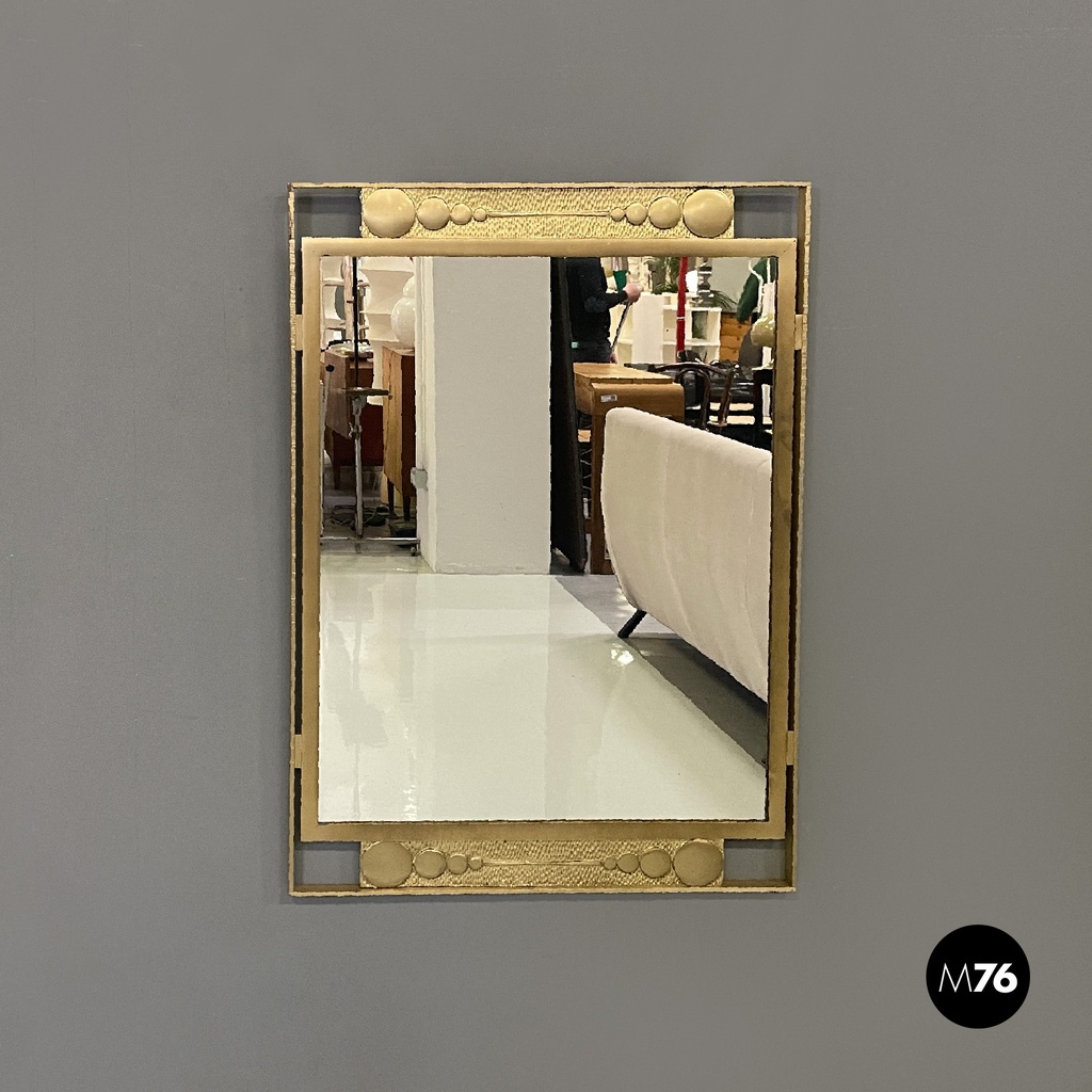 Specchio da parete in metallo dorato, 1980 ca.