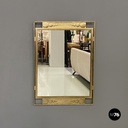 Specchio da parete in metallo dorato, 1980 ca.