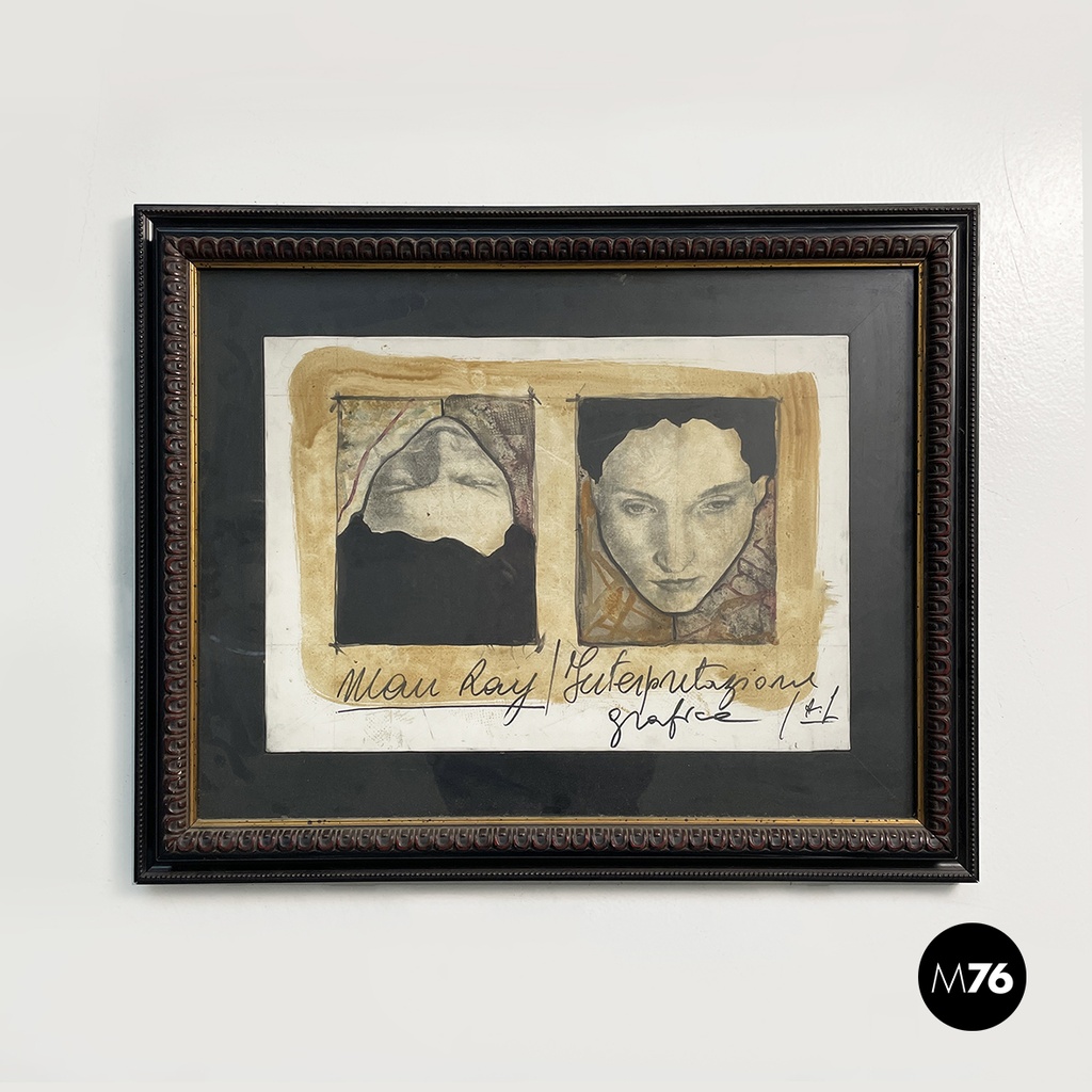 Quadro a tecnica mista di donna, 1940-1970 ca.