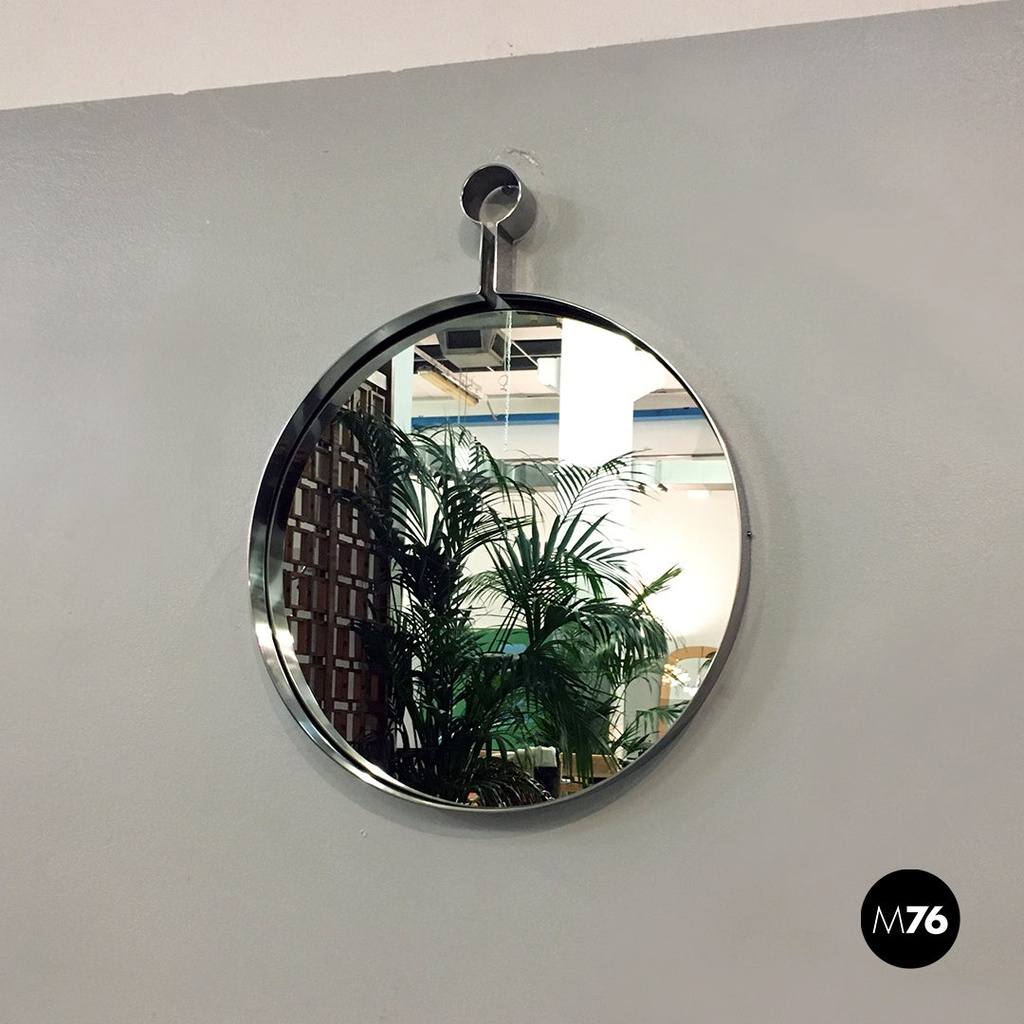 Specchio da parete in acciaio, 1970 ca.