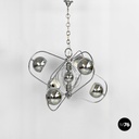 Lampadario a forma di atomo in acciaio cromato, 1970 ca. 