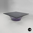 Tavolo da caffè in plexiglass viola e vetro fumè, 1970 ca.