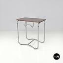 Tavolo da caffè con gancio portagiornali in legno e metallo, 1950 ca.