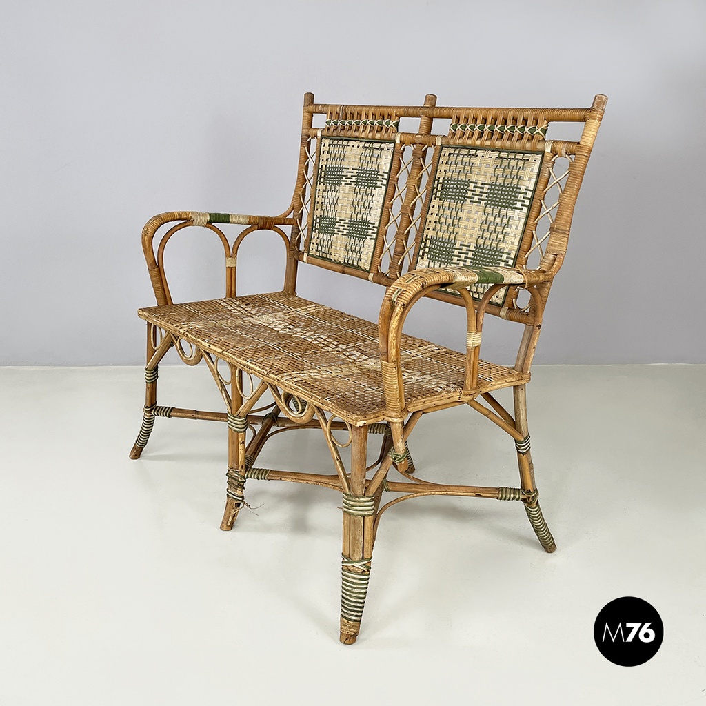 Panca in rattan, inizio 1900s