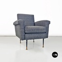 Poltrona in tessuto grigio e nero texturizzato, 1960 ca. 