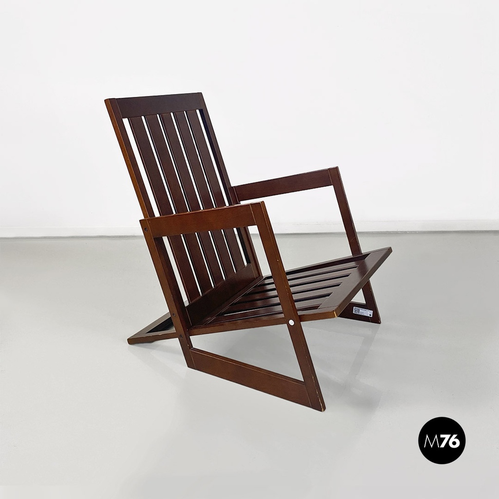 Poltrona a listelli di legno, 1980 ca.