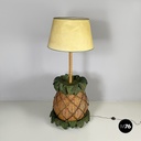 Lampada da terra a forma di ananas in vimini, 1970 ca.