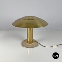 Lampada da tavolo in ottone e marmo beige, 1970 ca.